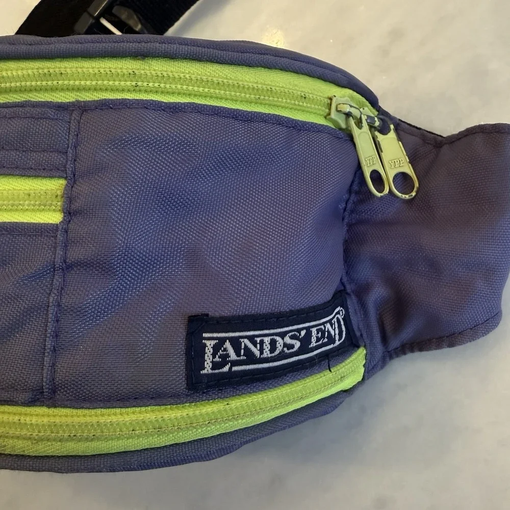 Vintage Lands'‎ End Hiking Waist Pack Fanny Pack Adjustable Zip Neon 90s Multi